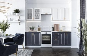 Klasyczne meble kuchenne 240 cm granatowy + biały W1-Z96