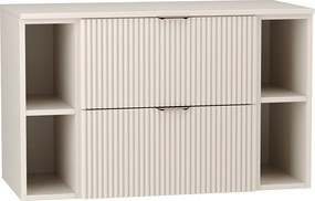 Kaszmirowy Zestaw Łazienkowy 100cm Szafka Blat Regały Ryflowane Fronty