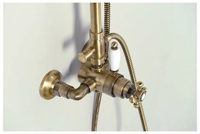 Zestaw prysznicowy z mosiądzu w kolorze brązu z baterią z termostatem z deszczownicą i słuchawką prysznicową 142 cm Antea – Sapho