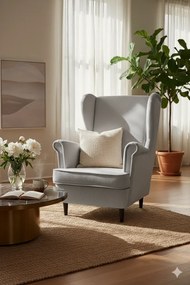 Szary tapicerowany fotel uszak B7-H34