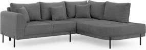 Ciemnoszary narożnik z tkaniny szenilowej (prawostronny/w kształcie litery L) Mauris – Ropez