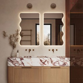 Lustro dekoracyjne oszlifowane z podświetleniem WAVE LED | Różne rozmiary | Różne kolory : Kolor tafli szkła - Srebrny, Rozmiar - 50 x 100 cm