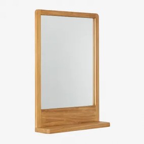 Lustro Ścienne Z Półką Z Drewna Tekowego 50x70 Cm Mazure Drewno Tekowe - Sklum