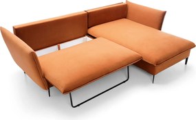Masseno Narożnik SOLE z funkcją spania i pojemnikiem na pościel Narozniki L, Rozkładana sofa - Ceglasty, MAGIC VELVET 2213