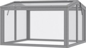 Outsunny Szklarnia Ogrodowa z Drewna i Poliwęglanu Jasnoszara Odporna na Pogodę 90x80x58cm | Aosom PL