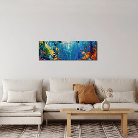 Obraz - Malowanie podwodnego świata (z zegarem) (90x30 cm)