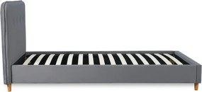 Łóżko Tapicerowane 90x200 cm ze Stelażem Jednoosobowe DENNIS Welurowe Ciemnoszare