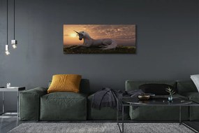 Obraz drukowany na płótnie Jednorożec w Górach o Zachodzie