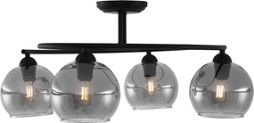 Nowoczesna lampa sufitowa czarna z dymionym szkłem, 4 źródła światła - Alanis