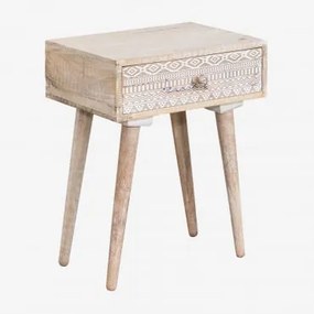 Stolik Nocny Ukurla Z Drewna Mango Vintage White Wood - Sklum