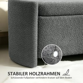 HOMCOM Ławka z Przestrzenią do Przechowywania Ławka Przedpokojowa na Buty, Wyściełana, 105 cm x 44 cm x 45,5 cm. Szara