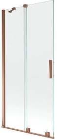 Mexen Velar parawan nawannowy 2-skrzydłowy rozsuwany 90 x 150 cm, transparent, różowe złoto - 896-090-000-01-60