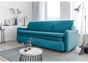 Turkusowa aksamitna rozkładana sofa Miuform Tender Eddie