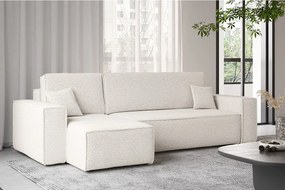 Narożnik z funkcją spania i pojemnikiem, Sofa w kształcie L, BEST L, tkanina Abriamo, Ecru, Lewy