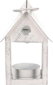 Latarnia metalowa Budka dla ptaków, biały, 11 cm