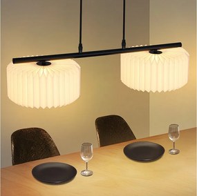 NETTLIFE Lampa wisząca do jadalni, lampa wisząca vintage, lampa wisząca do salonu, lampa do jadalni, 2 płomienie, biała