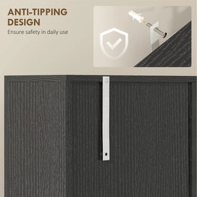 HOMCOM Szafka kuchenna, bufet z szufladą, drzwi Soft-Close, 80 x 35 x 180 cm, czarny