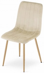 Zestaw jadalniany 1 + 4, biały stół jadalny ADRIA 120x80 cm + kremowe aksamitne krzesło LAVA