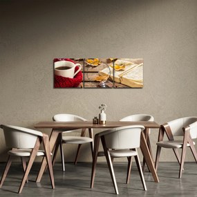 Obraz - Jesienna filiżanka herbaty (z zegarem) (90x30 cm)