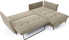 Narożnik GLAM Prawostronny z funkcją spania, zestaw z poduszkami wolnostojący tkanina RIVIERA 16 Beżowy DOMO HOME