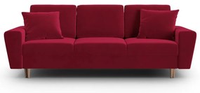 Czerwona aksamitna rozkładana/ze schowkiem sofa 235 cm Kyoto – Cosmopolitan Design