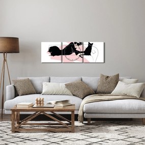 Obraz - Modna dama (z zegarem) (90x30 cm)