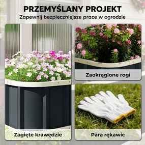 Outsunny Grządka podwyższona stalowa, skrzynia do sadzenia z zatrzaskami, zagięta krawędź, inspekt 136 x 52 x 31 cm Ciemnoszary | Aosom PL