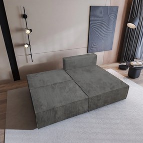 Masseno Narożnik FIORO z funkcją spania i pojemnikiem na pościel Narozniki L, Rozkładana sofa - Szary, POSO 60