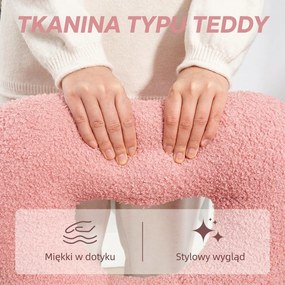 HOMCOM fotel biurowy różowy obrotowy z sercowatym oparciem pokryty miękkim polarem teddy wygodny dla domu | Aosom PL