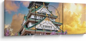 Obraz - Zamek Osaka (z zegarem) (90x30 cm)
