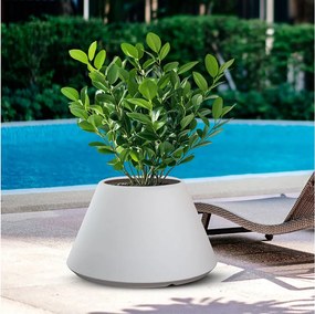 Stromboli Biały okrągły wazon z żywicy o stożkowym kształcie do roślin doniczkowych i ogrodowych, śr. 60x35h