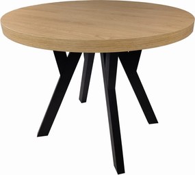 Stół okrągły rozkładany Ø 100/200 dąb corbridge + czarne nogi