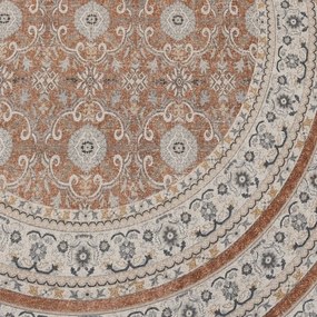 Dywan vintage INKA Ornament z Efektem Postarzenia Terakota koło 160 cm x 160 cm
