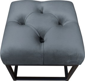Pufa CHESTERFIELD tkanina Welur loft ławka podnóżek metal : Kolor Stelaża - Czarny , Kolor tkaniny - VELVET - BL14, Typ tkaniny - Velvet