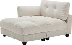 Sofa 1-osobowa z tapicerowanym oparciem, portem USB i uchwytem na kubek – beżowy sztruks