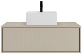 Szafka łazienkowa wisząca  beżowa z kwadratową umywalką - 94 cm - TEANA II