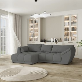 Masseno Narożnik ORENTI z funkcją spania i pojemnikiem na pościel Narozniki L, Rozkładana sofa - Szary, QUELLE 92