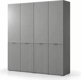 Szafa czterodrzwiowa 200 cm Dickson 2 z ryflowanymi frontami - 12 półek i 4 drążki