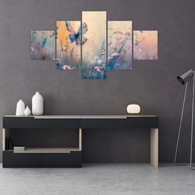 Obraz - Łąka z motylem II (125x70 cm)