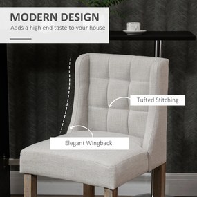 HOMCOM Zestaw 2 stołków barowych nowoczesne krzesła kuchenne tapicerowane imitacja lnu z drewnianymi nogami | Aosom PL