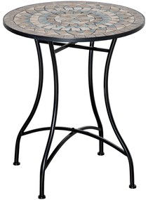 Outsunny Stół Ogrodowy Okrągły Mozaika Ceramika Metal Stolik Bistro Zielony Beżowy Biały Ø60cm Dekoracyjny i Funkcjonalny | Aosom PL