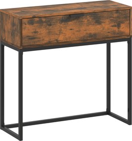 HOMCOM Stolik konsolowy z szufladą, design industrialny, przedpokój salon, 80x30x76 cm, czarny