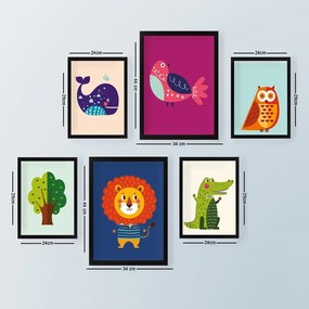 Obrazki dziecięce zestaw 6 szt. Animals – Wallity