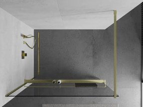 Mexen Kioto+ ścianka prysznicowa z półką Walk-in 105 x 200 cm, transparent, złota szczotkowana - 800-105-121-55-00