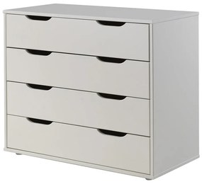 Białe podwyższone łóżko dziecięce z litego drewna sosnowego ze schowkiem i stelażem 90x200 cm Scott – Vipack