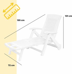 Leżak ogrodowy ZIRCONE, 72×195×101 cm, biały I.P.A.E-Progarden