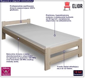 Pojedyncze drewniane łóżko 90x200 ciemnobrązowy