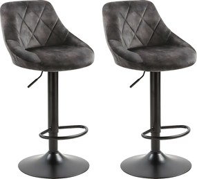 Zestaw 2 krzeseł barowych z regulacją wysokości - materiał i metal - antracyt - TRACER