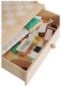 Classic world duży drewniany domek dla lalek 2 figurki naturalne drewno 28 el.