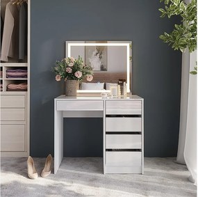 Stół toaletowy biały/biały wysoki połysk 89.8x50.1x76 sherry